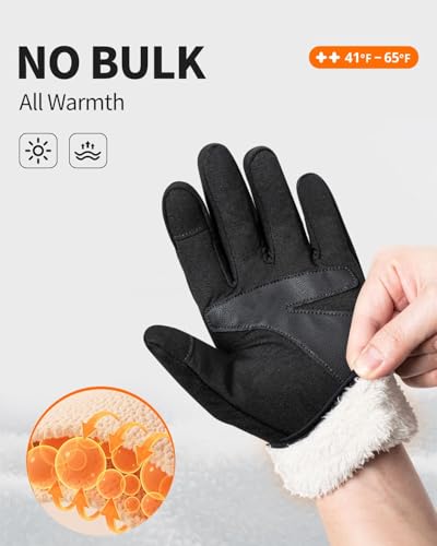 Image of RIGWARL Warm Kids Winter Gloves for Boys Girls, Water-Resistant Touchscreen Gloves with Zipper Cuff, Gifts for Kids Christmas
