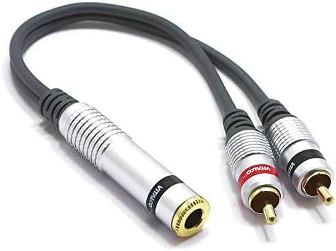 VITALCO 1/4" to 2X RCA Audio Adapter Jack 6.35 TRS Stereo Female to Twin Male RCA Phono Cable Y Splitter