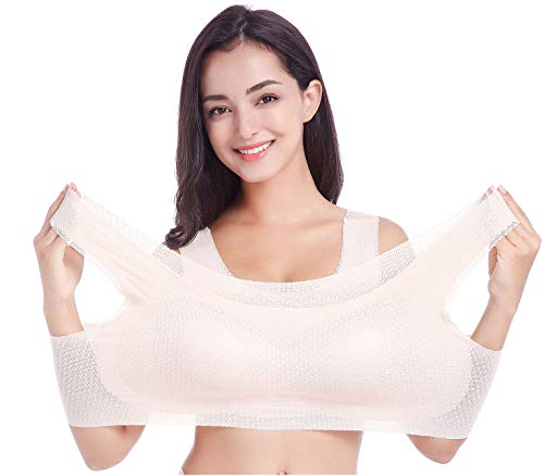 Feoya Comfortable Invisible Everyday Bra Breathable Sport Bra Removable Pads Sleeping Bra 4Xl Beige #TOP10