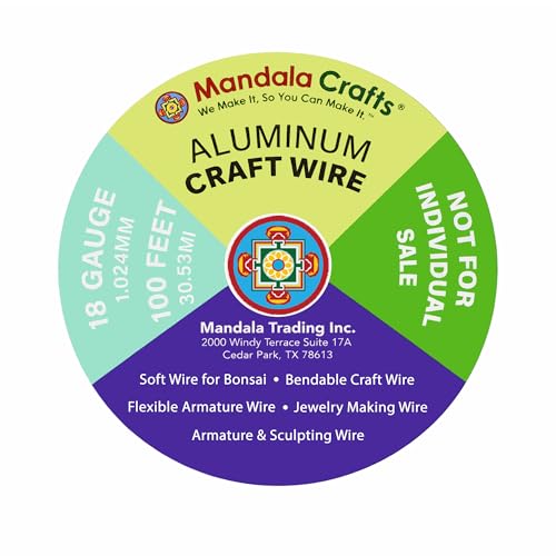 Image of Mandala Crafts 18 Gauge Anodized Aluminum Craft Wire for Jewelry Making - 400 FT Colored Flexible Neutral Combo Wire - Bendable for Bonsai Armature Crafting Sculpting