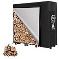NALONE 4FT Outdoor Firewood Rack with Cover&Carry Bag Heavy Duty Square Strong Stand Rack with Waterproof Cover for Fireplace Fire Pits Wood Pile Storage Holder Lumber Rack