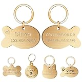 Personalized Dog Tags for Pets, Custom Solid Brass ID Tag for Dogs Cats, Deep Engraved Name Collar Tag, Durable Rust-Resistant (Fish)