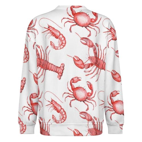 MoBlinko Mens Sweater Red Vintage Lobster Sweaters for Men Crew Neck Sweater for Men Lightweight Pullover3