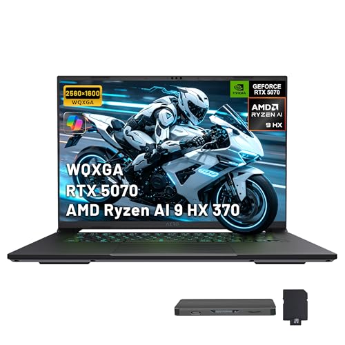 Image of GIGABYTE AERO X16 16 inch WQXGA 165Hz Gaming Laptop, AMD Ryzen AI 9 HX 370, 32GB DDR5, 3TB Storage(2TB SSD+1TB Docking Station Set), GeForce RTX 5070 8GB GDDR7, 1-Zone RGB Backlit Keyboard, Win 11, White