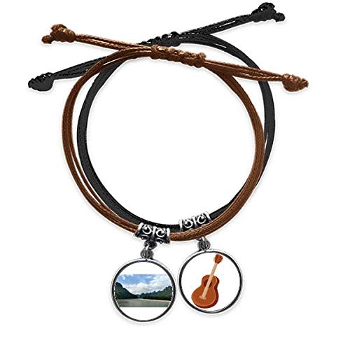 Pulsera de cuero de guitarra para amantes de la fotografía de montañas y naturaleza