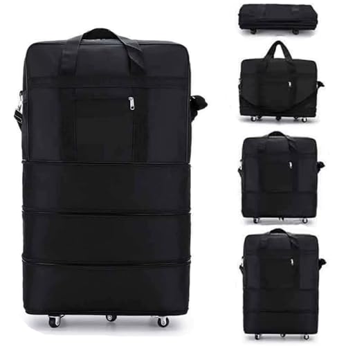 Yusons Bolsa de Viaje con Ruedas Expandible, Bolsa de Equipaje Plegable de Lona para Viajes Mudanzas, Capcidad hasta 90L(28PULGADA)