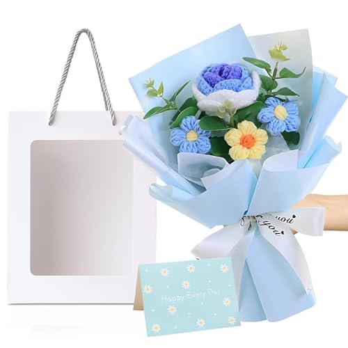 LMJOPYQ Gestrickte Blumen Blumenstrauß Gehäkelte Blumen Geeignet für Wohnzimmer und Büro Inneneinrichtung