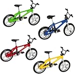 QyueQyat 4 Pcs Finger Bike, Finger Toy Bikes, Mini Bmx Simulation Finger Mountain Bike, Miniature Bicycle Model Collections Decoration, 4 Colors
