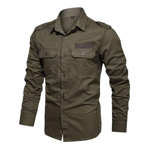 Chemise cargo homme manches longues en coton confortable et résistante
