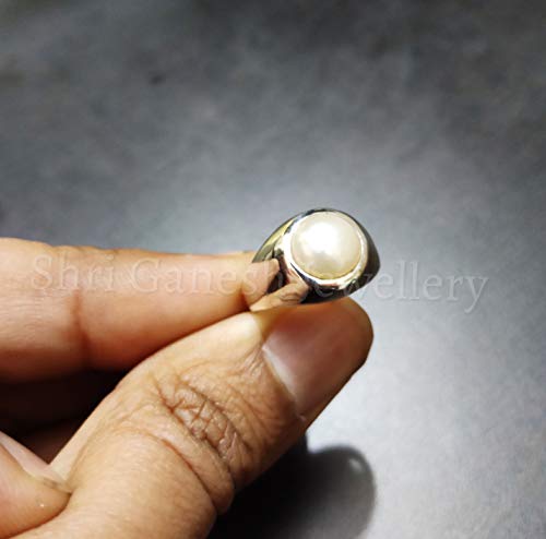 Pearl Ring 925 Sterling Silver Signet Men Ring Unique Ring Expensive Ring Fresh Water Pearl Jewelry Gift For Him Promise Ring Boho Ring Round White Gemstone Ring Dainty Ring