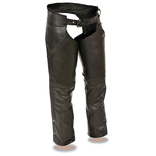 Womens Leather Hip Pocket Chaps Reflective Piping