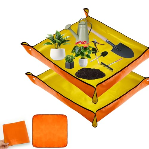 CFifHtOL Sociaooil - Alfombrilla impermeable para plantas de interior, accesorios para plantas, 2 unidades, 100 x 100 cm, color naranja