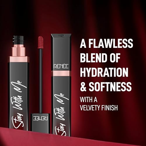 Image of RENEE Stay With Me Matte Transferproof Liquid Lipstick- Mad for Maroon| Waterproof & Smudge-proof | Bold Pigment, Lightweight & Long-lasting | With Hyaluronic Acid & Vitamin E | 6 ml