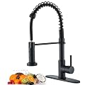 ???????????????????????????????? ???????????????????? ???????????????????????????? ???????????????????????? Kitchen Sink Faucets with Pull Down Sprayer and Deck Plate Single Handle Faucet for Kitchen Sink Commercial RV High Arc Spring Sink Faucets