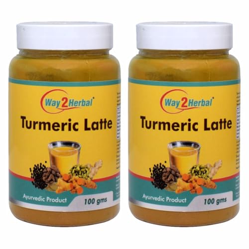 Image of Way2Herbal Turmeric Latte /Haldi Milk Powder | Golden Turmeric Latte Mix - 100 gms - Pack of 2