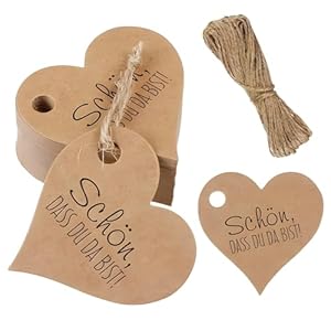 Acrebow 100 Stk. Herz Kraftpapier Geschenkanhänger