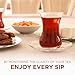 Turkish Tea Glass Set, Big Size, Slim Waist Design with Thick Base Prevent Tea From Getting Cold, Easy to Keep for 6 People, 6 Elliptical Saucers, 6 Glasses, Useful Set (12 Pieces)