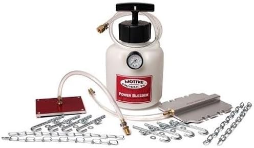 Motive Products 0120 Power Bleeder Tanque de 2 cuartos con manguera y kit de adaptador delantero y trasero de dos niveles, compatible con vehículos