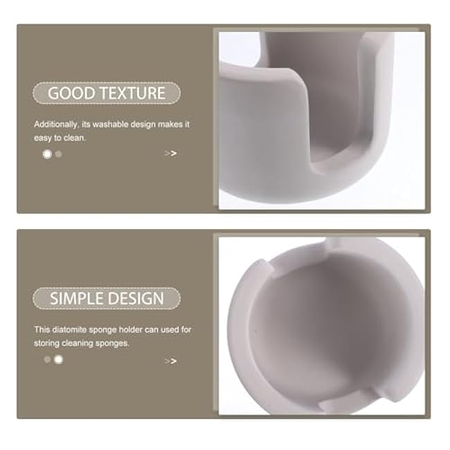 Alipis Diatomite Sponge Holder, Slotted Dish Sponge Holder Fast Absorbing Stone Drying Caddie Instant Drying Sink Tray for Kitchen Sink Bathroom Organizer Grey