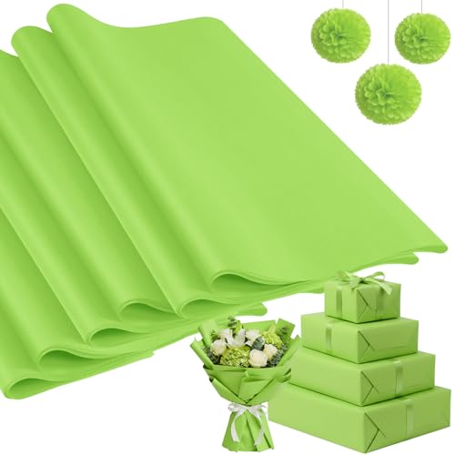 500 Sheets Christmas Lime Green Tissue Paper Bulk 15x20 Inch for Gift Bags