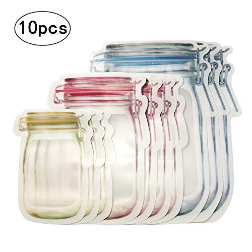 Mason Jar Bottles Bags, Reusable Food Saver Storage Bags Snacks Zipper Sealed Bags