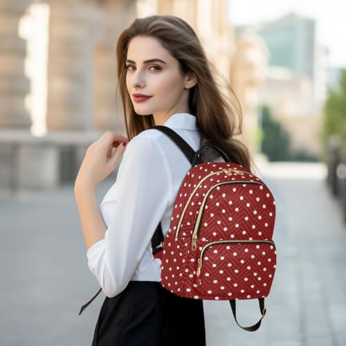 Image of ALAZA Red Polka Dots Pattern Medium Backpack Purse for Women Travel Bag Fashion Daypack Back Pack Shoulder Bag
