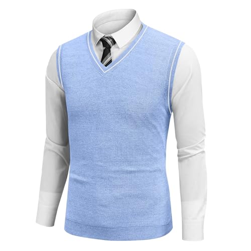 Mens Vest Relaxed Fit 2025 Lightweight Pullover Knitted V Neck Sleeveless Tops Business Work Solid Vest Sweater