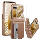 Picture of GooseBox for Motorola Razr 2025 Case Wallet RFID Card Holder&Hinge Protection&HD Screen Protector, Full Body Shockproof Cover for Motorola Razr 2025/Razr 2024(Moca)