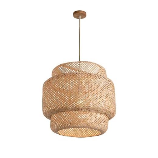 ONNJFGREX Bamboo Weaving Pendant Light Fixtures,Basket Pendant Lighting,Boho Light Fixture Hand-Woven Chinese Style Chandelier, Bamboo Retro Pendant Lamp,for Dining Room Kitchen Island Bedroom