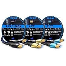 Maximm HDMI 2.1 Cable 2 Feet, Multicolor, 3 Pack, 8K 60Hz 4K 120Hz Ultra High Speed, 48Gbps, eARC, Dolby Vision