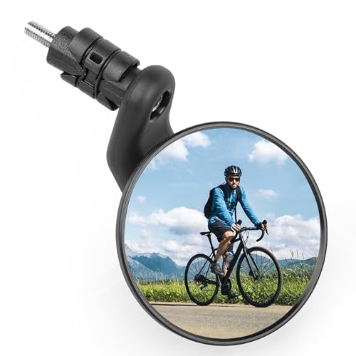 JJZOUEN Road Bike Mirror, Drop Handlebar End Mirror, Road Bike Bar Plug Mirror, Convex HD Glass, Safe Bike Rearview Mirror, Fit 22.2mm Bar Ends