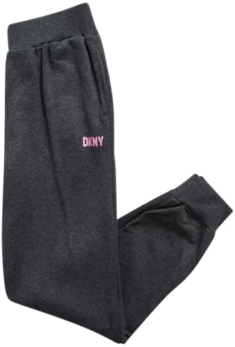 Image of DKNY Girls Sweatpants Set - 2 Piece Active Fleece Girls Sweatshirt and Jogger Youth Kids Sweatpants Matching Set (4-16)