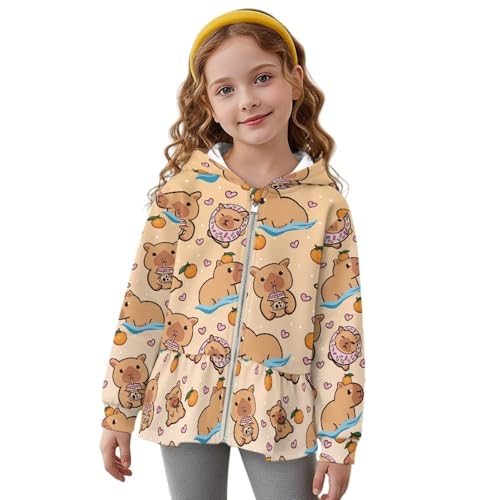 Sweat à capuche graphique pour filles de 5 à 16 ans avec fermeture éclair