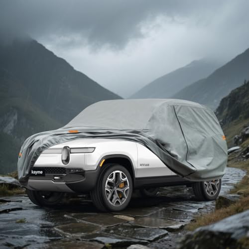 Image of Kayme Heavy Duty SUV Car Cover Custom Fit Rivian R1S Waterproof All Weather for Automobiles, Full Exterior Covers Sun Rain UV Protection.（Deliver About 3-10 Days）
