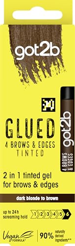 got2b Glued 4 Brows & Edges Tinted Gel 2 in 1 16ml, Buildable Colour Dark Blonde to Brown, Screaming Hold Brow Gel, Eyebrow Gel for Long-Lasting Looks, Vegan Formula*, Naturally-Derived Ingredients**