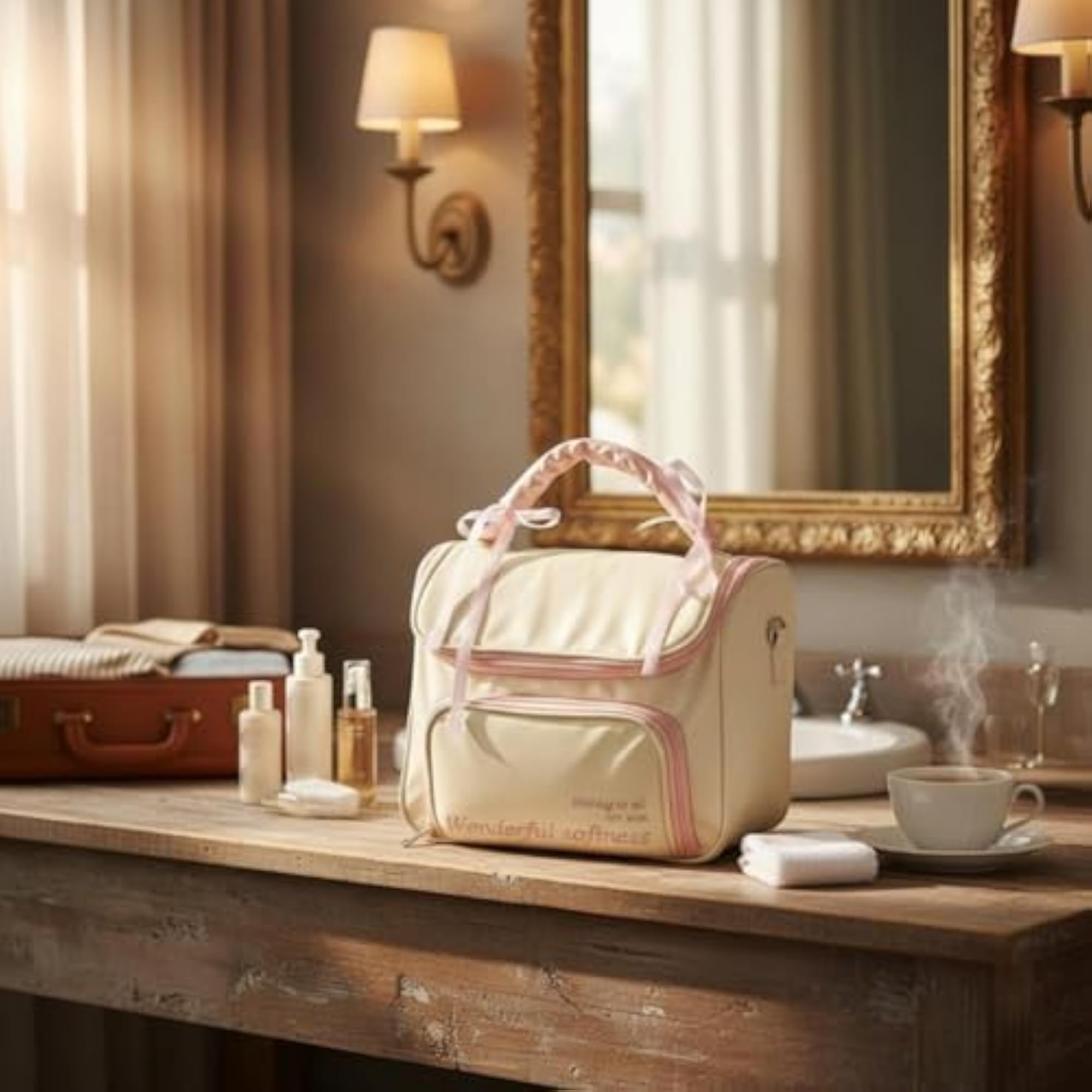 Women's Waterproof Travel Makeup Bag, Large Capacity Multi-Compartment Case