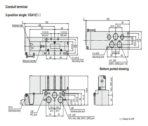 Électrovanne 5 voies VQ4201-51 distributeur air comprimé monobloc VQ4100 - 4