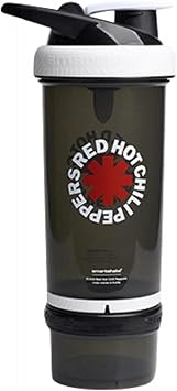 Smartshake Revive Red Hot Chili Peppers Protein Shaker Bottle With Storage 750ml Protein Shake Bottles Red Hot Chili Peppers Merchandise Gift Shaker Cup, Guitar Gifts for Men, Rock Band Collection