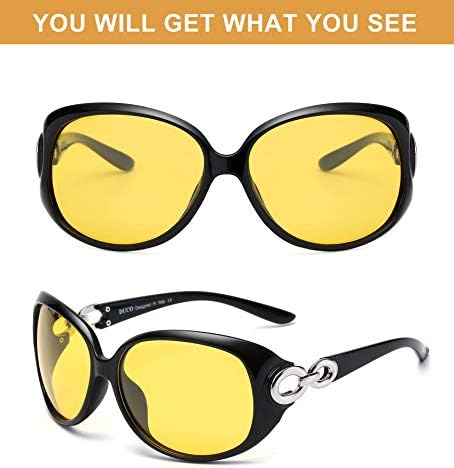 DUCO Night Driving Glasses Anti-glare Eyewear Classic Polarized Night Vision Glasses For Women 1220 (Black/Yellow)