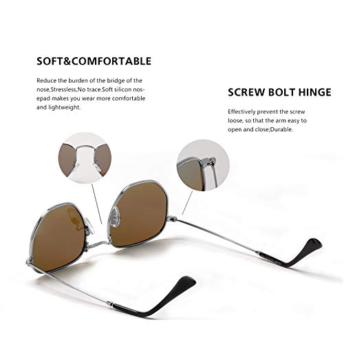 Image of Hipster Hexagonal Polarized Sunglasses Men Women Geometric Square Small Vintage Metal Frame Retro Shade Glasses