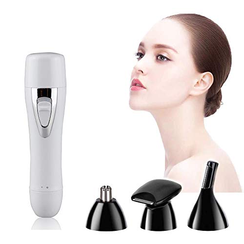 Sunvito Facial Hair Removal for Women,4 In 1 Face Hair Remover,Eyebrow Razor,Nose Hair Trimmer and Body Hair Shaver with USB Charging for Home Travel Painless Electric Hair Shaver(White)