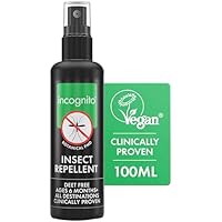 Incognito Insect Repellent Spray, 100ml - Natural DEET Free, Shields from Wide Range of Biting Insects. Clinically proven protection from Ticks & Dengue carrying mosquitoes, Organic Mosquito Repellent