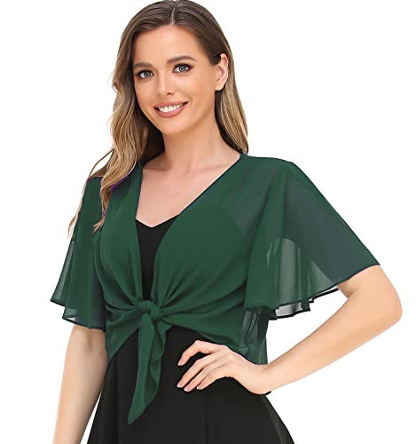 Image of Womens Shrug Chiffon Shawl Wraps Open Front Tie Top Cardigan for Evening Dress