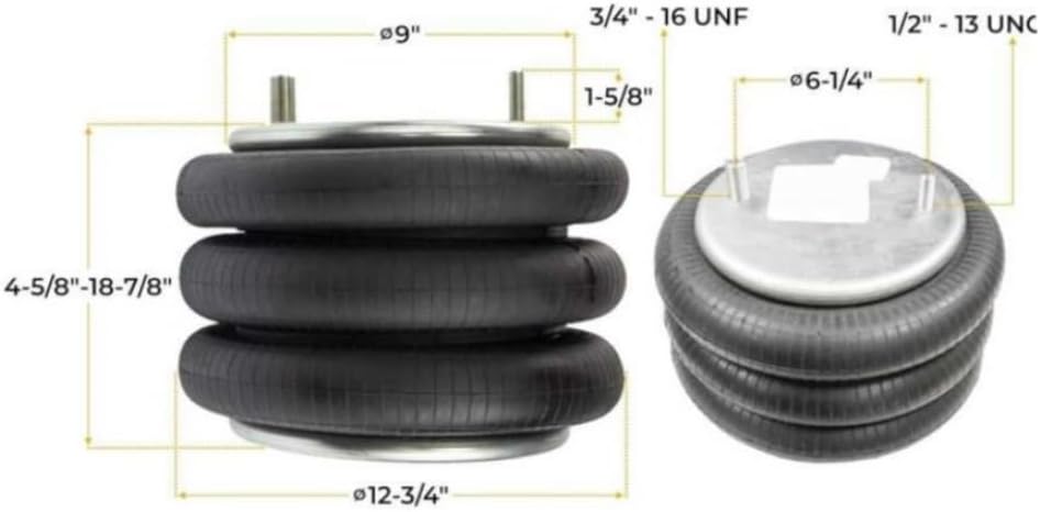2pcs Air Spring Replacement for Firestone W01-358-8033 Compatible with 3B12-312 Triangle 4525 Hendrickson Trailer S14487