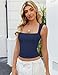 Avildlove Summer Tops for Women Tank Top Square Neck Camisoles Y2K Summer 2025 Trendy Navy Blue