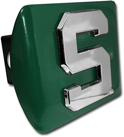 Michigan State S Emblem on Green Metal Hitch Cover