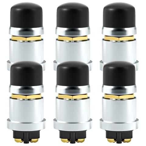 QCDENG 6pcs 20A 12V/24V Waterproof Push Button Starter Switch for Modification of Horn Buttons, Start Buttons Cover