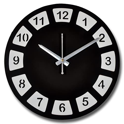 Image of Ananta Enterprises Digit Round Analog Wall Clock (Silent Ticking Movement) (Black and White Dual Tone) (300mm Dia) (Design 6)