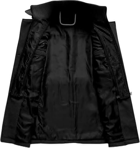 Mens Trench Coat Wool Blend Layered Collar Classic Stylish Business Overcoat Warm Winter Trench Pea Coats Lapel Plain2