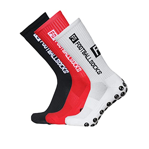 Doorslay 3 Packs Chaussettes de Sport Chaussettes de Compression Chaussettes Athlétiques Chaussettes de Football Anti-dérapantes a Séchage Rapide pour Football Basketball Hockey Course Cover